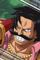 a cartoon of a man with a mustache and a necklace .