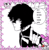 a drawing of a person giving the middle finger with the words soy solo de bibi y de nadie mas in the background