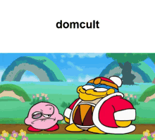 a cartoon of kirby and donkey kong with the word domcult on top