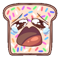 a cartoon drawing of a slice of bread with sprinkles on it