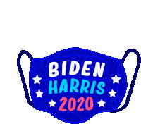 a blue biden harris 2020 face mask on a white background