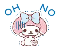 a cartoon drawing of a girl with a bow and the words oh and no