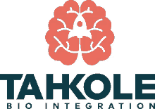 a logo for tahkole bio integration with a brain and a rocket in the middle