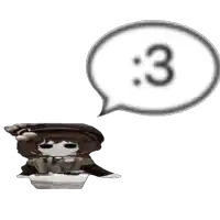 a cartoon character with a speech bubble that says 3