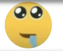 a yellow smiley face with tears coming out of it 's mouth .