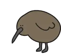 a cartoon kiwi with a long beak and feet