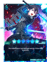 a poster for sword art online shows kirito holding a blue sword