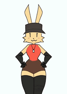 a cartoon of a rabbit wearing a hat and a necklace