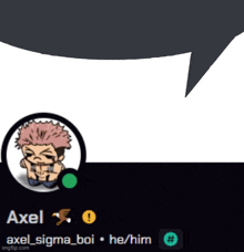 a screenshot of axel 's twitter account with a speech bubble