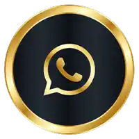 a black circle with a gold border and a gold phone icon