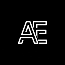 the letter ae is white on a black background and looks like a monogram .