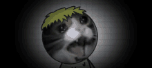 a cartoon cat with a yellow haircut is crying with its mouth open .