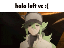 a picture of a man with green hair and the words halo left vc below him