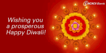 an advertisement for icici bank wishing a prosperous happy diwali