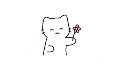 a drawing of a cat holding a flower in its paw .