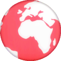 a red globe with a white outline of africa