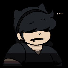 a cartoon of a person with a black cat headband on their head