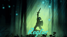 a silhouette of a person holding a sword with the word reglas written below it