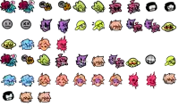 a bunch of different cartoon characters with a smiley face