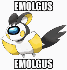 a cartoon drawing of a pokemon with the name emolgus