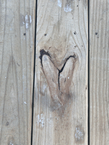 a piece of wood has a heart shaped hole in the middle of it