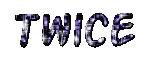 the word twice is written in purple glitter on a white background