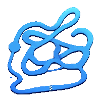 a blue labyrinth on a white background with the letter l on it