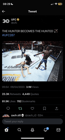 a screenshot of a tweet from the ufc