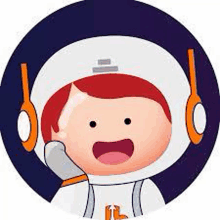 a cartoon of an astronaut wearing headphones and a helmet .