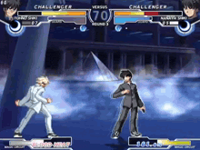 a video game screen shows a challenger and a challenger in a round 3 match