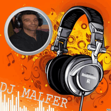 a picture of a man wearing headphones with the name pj malfer