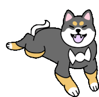 a cartoon drawing of a black and tan dog with a bow tie