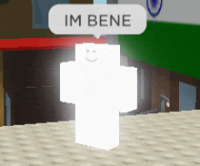 a white cross with a smiley face and a speech bubble saying im bene