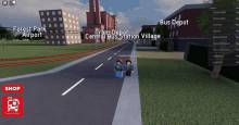 a screenshot of a video game with the words forest park airport and tram depot