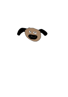 a drawing of a brown dog with black ears