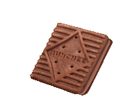 a chocolate munchee biscuit is sitting on a white surface