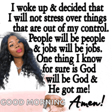 a picture of a woman with a good morning amen message