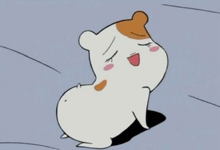 a cartoon of a hamster with its eyes closed and its mouth open