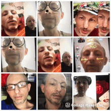 a collage of a man 's faces with the words collage maker lab at the top