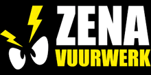 the logo for zena vuurwerk has a lightning bolt on it