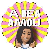 a cartoon girl giving a thumbs up with the words a bea amou above her