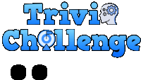 a trivia challenge logo with two black circles underneath it