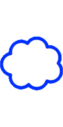 a blue cloud on a white background that looks like a speech bubble