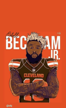 a cartoon of odell beckham jr. with his arms crossed