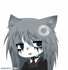 a drawing of a girl with a cat ear and a cd on her ear