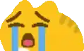 a pixel art illustration of a cat crying with tears coming out of its eyes .