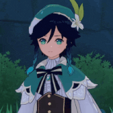 a girl with braids and a flower in her hair