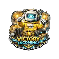 a logo that says victory incoming with a robot on it