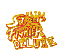 a logo for ultra street fighter deluxe is shown on a white background