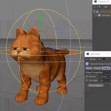 a 3d model of garfield is being created in a program called objects